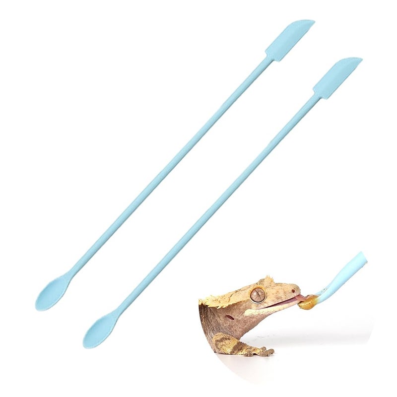WOLEDOE 2Pcs Crested Gecko Food Mixing Spoon, Feeding Spoon fit Lizard Gargoyle Bearded Dragon - Blue - Image 1